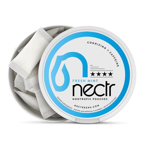Image of Nectr Energy Nootropic Pouches - Fresh Mint Flavored, Caffeine Pouches with Cognizin Citicoline. Nicotine-Free Sugar-Free Brain Treats. Smooth, Sustained Focus & Energy Supplement - 1 Puck of 16pcs