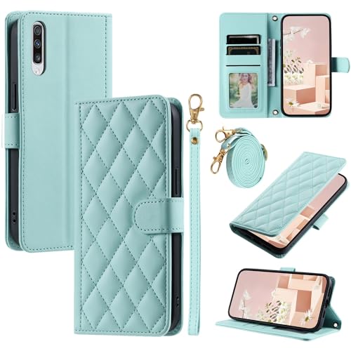 Étui portefeuille pour Samsung Galaxy A50 en cuir PU avec bandoulière