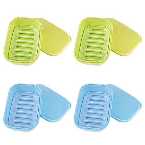 Awpeye Soap Box Holder 4 Pack, Plastic Soap Saver Case for Bathroom, Soap