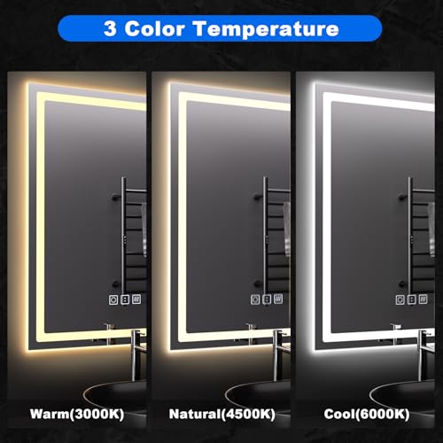 Miroir de salle de bain DEL à intensité variable et double rétroéclairage