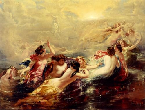 Affiche de arts Sirènes et la nuit William Edward Frost toile paysage décoration murale