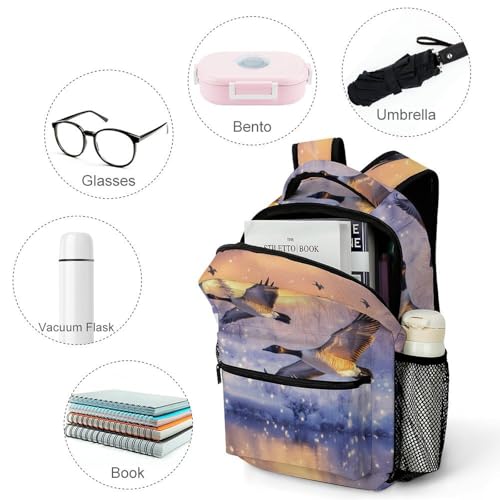 Canadian Flight Bird Geese Backpack Lightweight Travel Laptop Backpack Computer Bag with 1 Front Pocket4