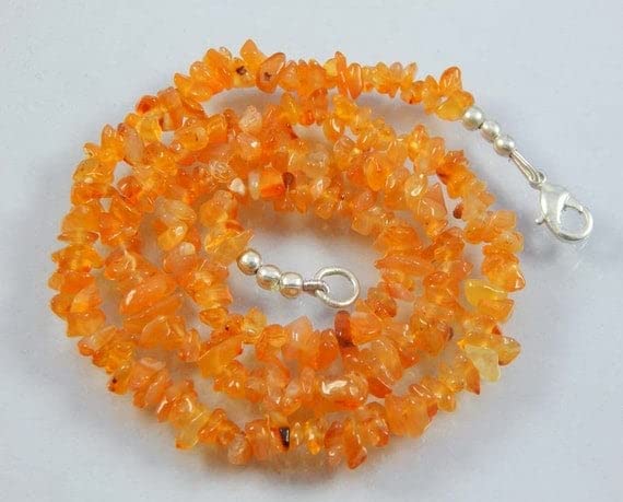 Carnelian uncut chipps beads LKBEADS perles cornaline irrégulières 18''