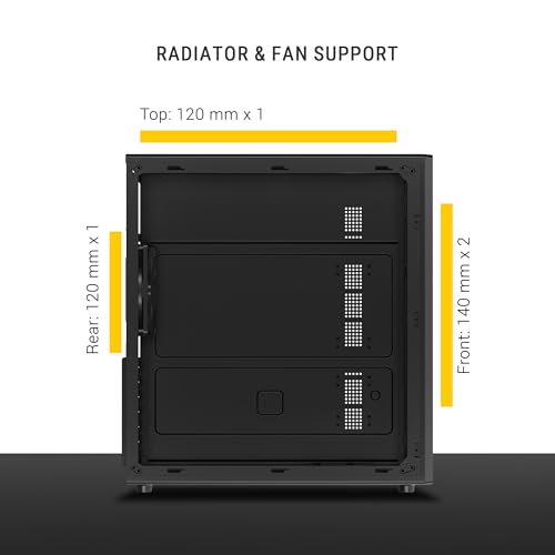 Image of Ant Esports Si30 Mid-Tower Computer Case /Gaming Cabinet - Black | Support ATX /M-ATX, Mini-ITX | Pre-Installed 1 Black Fan