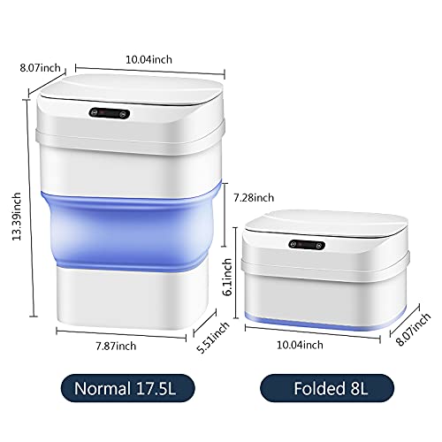 17.5L Groot-capaciteit Smart Folding Telescopic Prullenbak met bewegingssensor met automatische detectie en waterdicht… - Image 8