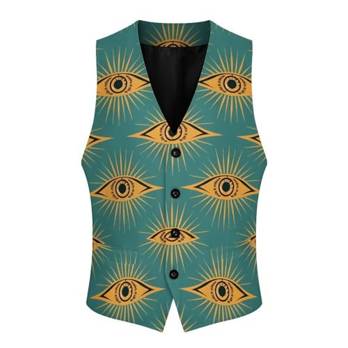 Green Evil Eye Moon Novelty Men's Suit Vest Funny Formal Dress Vests Business Waistcoat3