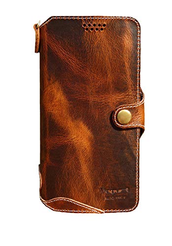 Yogurt Case for iPhone 13, Compatible with iPhone 13, Genuine Leather Wallet for iPhone 13, 6.1-inch Dark Brown
