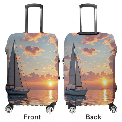 Sailboat And Sunset Printed Luggage Cover Protector, Fits 18-32 Inch Luggage3