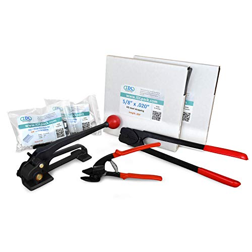 Image of IDL Packaging - B.SSK.34.300 3 /4 inch x 300 ft. Steel Strapping Kit, 1700 lbs. Break Strength - Include Consumables for up to 150 Strapping Cycles