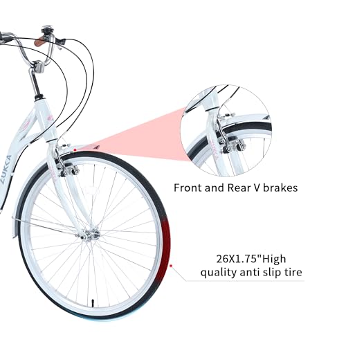Bggfnz Beach Cruiser Bike For Women, 24 Inch Bikes For Women, 7 Speed Complete Cruiser Bikes Womens Bicycle For Adults thumb #4