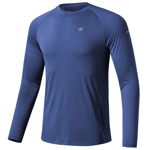 Huayuzh Herren UV-Schutz Rashguard UV Shirt UPF 50+ Langarmshirt Schwimm T-Shirt Schnelltrocknend Atmungsaktiv Surfen Marineblau XL