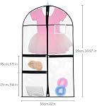 4 PCS Dance Garment Bags for Costumes,Clear Dance Costume Garment Bag,Foldable Waterproof Clothes Cover Protector with 3 Clear Zipper Pockets,Suit,Uniforms,Shirts, Dresses,Storage or Travel