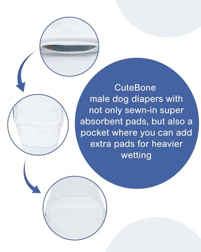 Image of CuteBone Dog Diapers Male 4 Pack Puppy Wraps Reusable Doggie Belly Bands for Male Dogs Small Medium Large