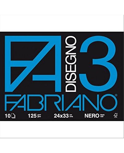 Fabriano F3 Nero 24X33 125G/M2 (10 Fogli) Album Disegno, Multicolore, 24 X 33 Cm, 8001348107330