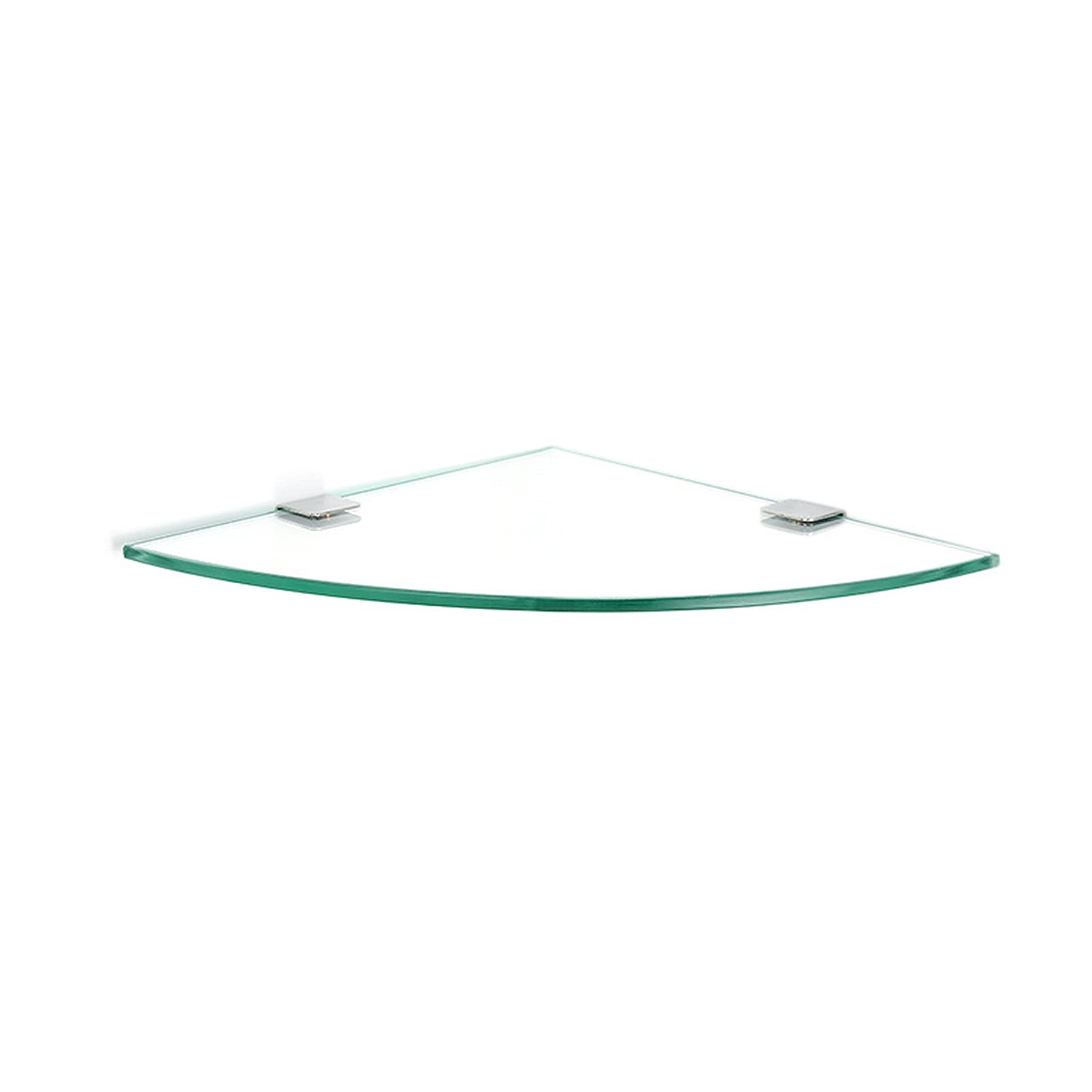 Estante de cristal para baño, pequeño, triangular, vidrio templado, estante de ducha con soportes de metal pulido, montaje en pared, organizador de almacenamiento para utensilios de baño (estilo 1, 24