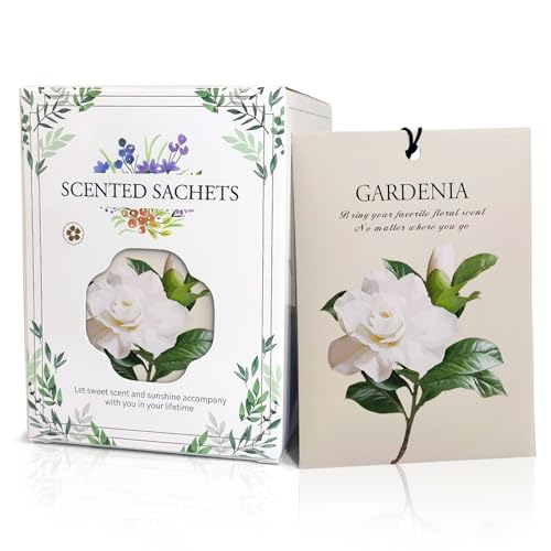 Image of Gardenia Scented Sachet Bags - 12 Pack Drawer & Closet Freshener, Long Lasting Odor Eliminator for Wardrobes, Cars & Storage, Home Fragrance Air Freshener Sachets