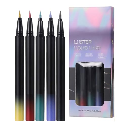 Conjunto de lápiz de lápiz de lápiz de lápiz de oculares líquidos de 5 colores impermeables para el de de secado rápido a prueba de manchas de larga duración para fiestas club nocturno de bail