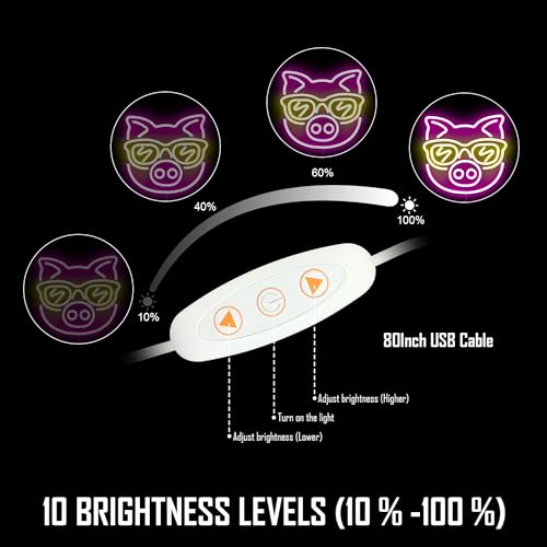 Image of SunGlasses Pig Neon Sign Cute Neon Led Sign for Wall Decor Neon Light Sign Light Up Sign for Bedroom Game Kids Room Bar Club Party Decor Gift