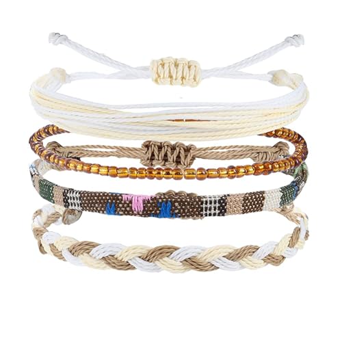 Image of Beach Summer Ankle Bracelet for Women Handmade Braided Adjustable String Anklets Waterproof Surfer Bracelet