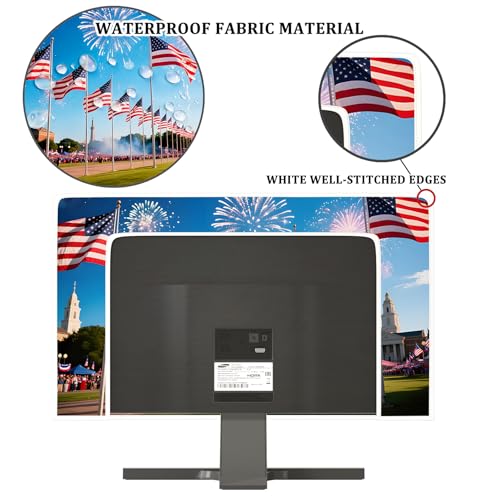 Image of American Flag Waterproof Weatherproof TV Cover 55 Inch Firework Celebrate Election Independence Day Television Accessories for 40 to 42 Inch TV LED LCD OLED Screen Decoration
