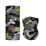 Bilymate Grey Camo Cooling Neck Gaiter - UPF 50+ Sun Protection, Breathable Mesh, Seamless Tube Bandana Headwear for Men & Women - Multi-Functional Headband