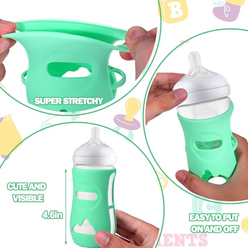 BUSOHA 4 Pack Silicone Sleeves for Avent Baby Bottles - Anti Breakage Baby Bottle Holder for Avent Natural Glass Baby Bottles,Compatible with Avent Baby Bottle,8oz