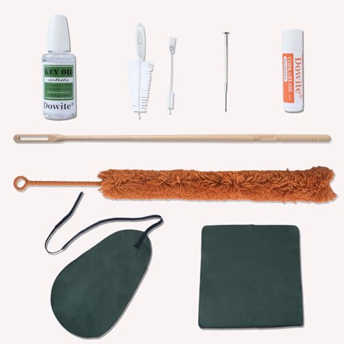 Dowite Flute Cleaning Kit – Professional All-in-One Maintenance Set with Cleaning Cloth, Brushes, Key Oil, Cork Grease, Rod & Screwdriver – Essential Care Kit for Flute Players, Students & Beginners