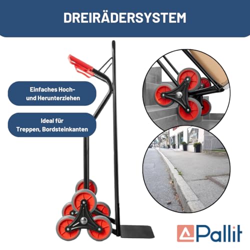 Pallit Diablo-S Steekwagen, trapsteekwagen, 160 kg, staal, ergonomische transportwagen voor verhuizing, aankopen - Afbeelding 5