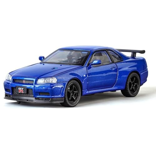 Image of VARIYA ENTERPRISE Exclusive Alloy Metal Pull Back Die-Cast Car Diecast Metal Pullback Toy Car with Openable 6 Doors,Light Music Boys Gifts Toys (1:32 Nissan GTR Skyline R34- Multicolor)