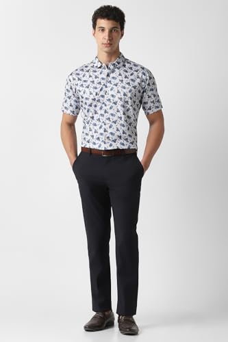 Image of Van Heusen Men's Cotton Slim Fit Print Half Sleeves Casual Resort Collar Shirt