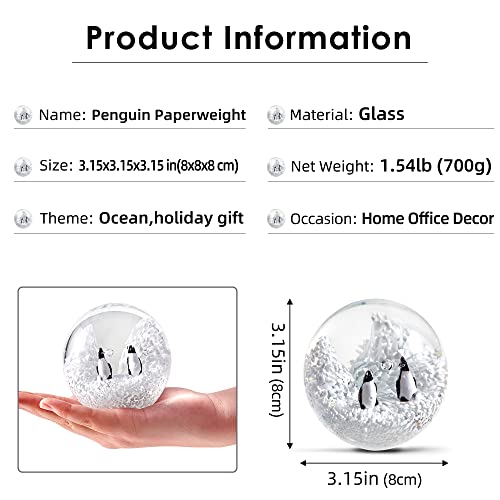 Hand Blown Glass Penguin Paperweight,Sea Animal Ornament For Fish Tank Aquarium,Sea Animals Collection For Birthday Gift,Paperweight Glass Ball #TOP1