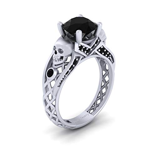 Bague diamant noir et argent sterling 0.925 à porter au quotidien ou en soirée