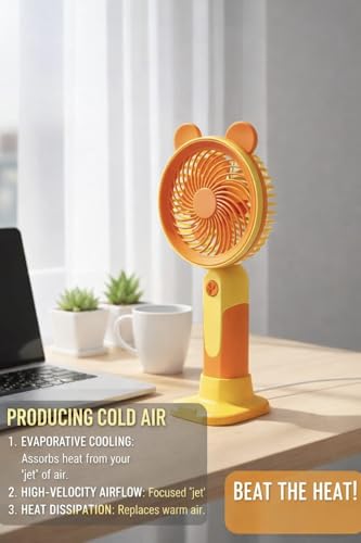 Image of Mini portable Fan Rechargeable with LED Light - Mini Fan, Small Fan,USB Charging Hand Fan with 1200mAh Battery & 3 Speed Modes | Travel, Makeup, Kitchen,Women's Personal Pankhaa -(random colour)