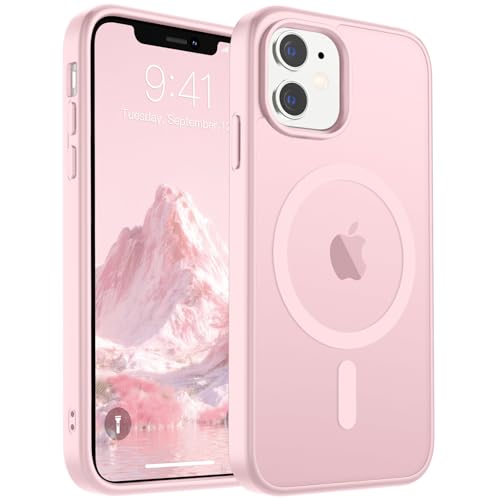 Image of SUPFINE Magnetic for iPhone 11 Phone Case (Compatible with MagSafe) (Military Grade Drop Protection) Translucent Matte Shockproof Phone Cover,Light Pink