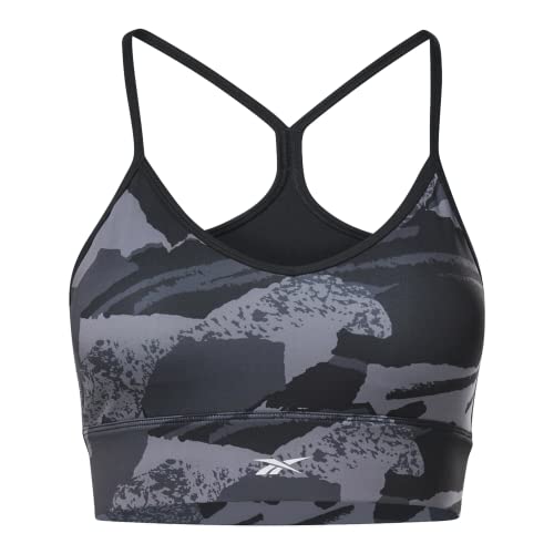 Image of Reebok Women's Satin 91% PES /9% El-Interlock-Hydrophilic Finish /Print-Digital Sublimation-Disperse Classic Workout Sports Bra