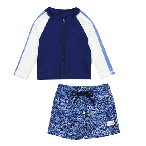 Image of SwimZip Boys' Long Sleeve Rash Guard & Swim Shorts Set - UPF 50+ Sun Protection