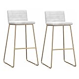 RiouPsithuric Taburetes de Bar, Juego de 2 taburetes Altos con Respaldo, Patas y reposapiés de Metal Resistentes, sillas de Cocina de diseño Sencillo, cojín Blanco Moderno.