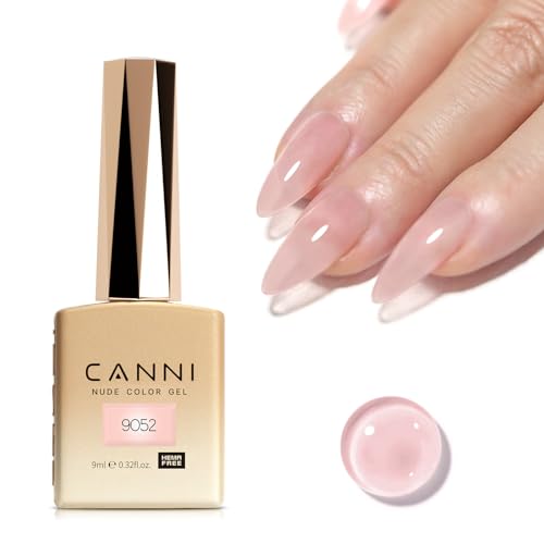 Image of CANNI Jelly Nude Pink Gel Nail Polish, 1Pcs Sheer Clear Pink Gel Polish Translucent Milky Color High Gloss Soak Off U V Nail Manicure Salon DIY