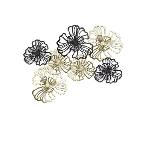 Décoration murale salon design lot de 7 pièces en métal chic noir doré pour séjour