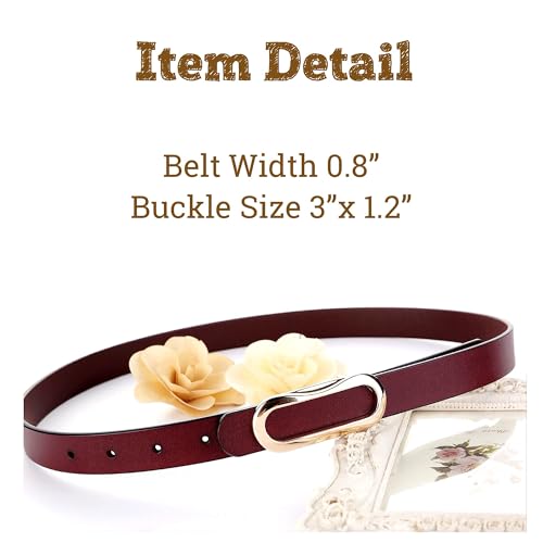 Women's Leather Belts Durable Waist Belt Oval Solid Gold Buckle Width 0.80" Waistband For Pants, Jeans3