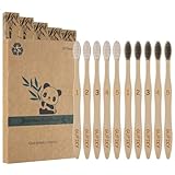 Gooficle Gufiky Bamboo Toothbrushes - 10 Pack, Soft Castor Oil Bristles Natural Toothbrush, Biodegradable, Non-Toxic Eco-Friendly Wooden Toothbrush for Adults, Plastic-Free Toothbrush & Packaging