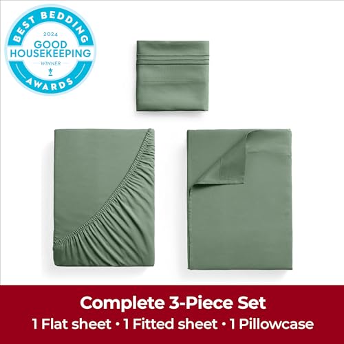 Image of Mellanni Extra Deep Twin XL Sheets - 3 PC Iconic Collection Bedding - Hotel Luxury, Ultra Soft, Cooling Bed Sheets - Wrinkle, Fade, Stain Resistant (Twin Extra Long, Sage)