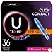U by Kotex Click Compact Tampons, Super Plus Absorbency, Unscented, 180 Count (5 Boxes of 36)