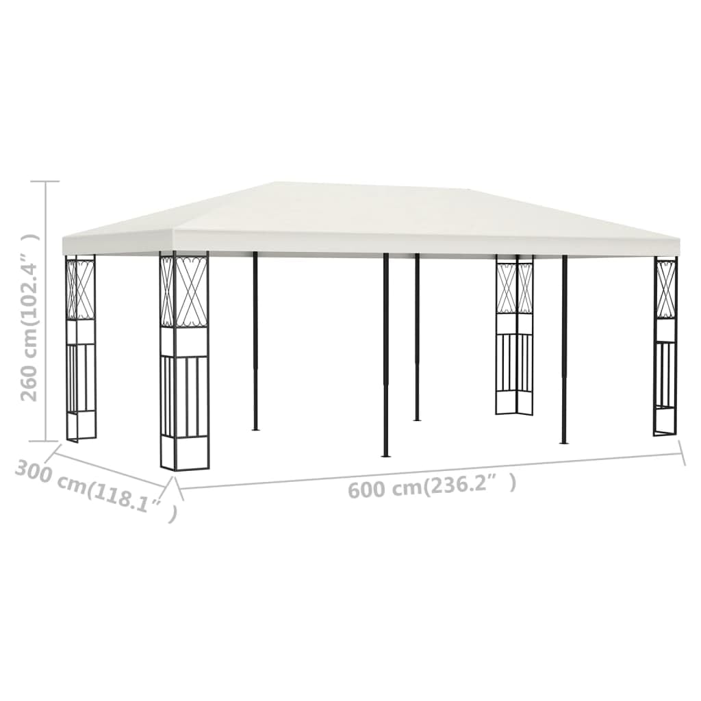 Pawilon 3 x 6 m, kremowy materiał, namiot imprezowy ze stalową ramą i dachem poliestrowym, namiot ogrodowy, namiot biesiadny, baldachim, pergola, zadaszenie na taras, imprezę i grillowanie