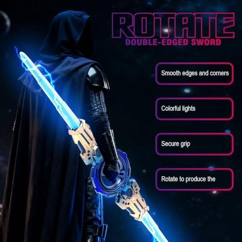 Image of Double Sided Spinning Anime Katana Light RGB and soud FX Spin Sword Double-Edged Lightsaber Toy with 7-Color LED Lights & Sound, Role-Play for Kids Gift for Adult Boys Men Kids Children