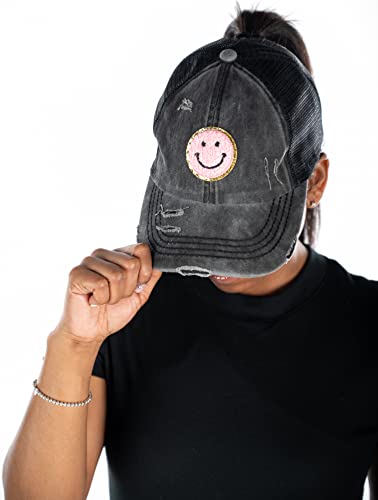 Image of Funky Junque Womens Baseball Cap Dad Hat Ponytail Messy Bun Trucker Ponycap