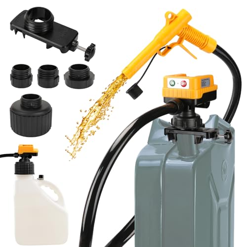 DEMAKIMI 4.5 GPM Cordless Fuel Transfer Pump with 51 PVC hose Compatible with DeWalt 20VInclude POWERSTACK) & Milwaukee 18V Batteries Auto-Stop 4 adapters & multi-adapter for Gas Can (Bare Tool)