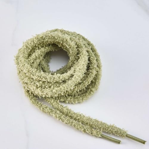 2 Pairs Flat Fuzzy Shoe laces: Soft Wide Plush Shoelaces Green4