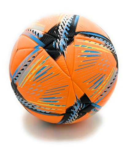 World Cup Quality Champions League Quality Soccer Ball Size 5 Thermally Bonded Match Ball with Seamless Stiching- Official Match Weight- Professional High Grade PU Leather- Pelota de Futbol (Orange)