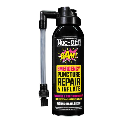 Muc-Off B.A.M! Reifendichtmittel Reifenreparaturset Inflate & Repair 125 ml - Spray - Sofortige Reparatur und Aufpumpen von Reifen - Geeignet f&uuml;r Stra&szlig;en-, CX/Kies- und MTB-Reifen